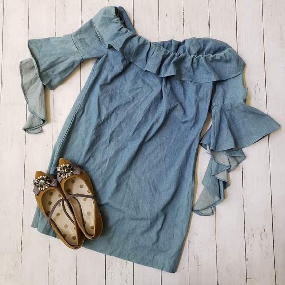 English Factory Dresses & Skirts - NWT English Factory Off Shoulder Chambray Dress